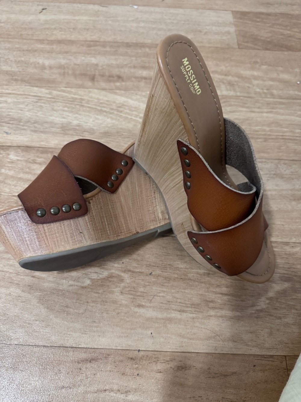Mossimo Supply Co. Tan Brown Studded Wedge Sandals